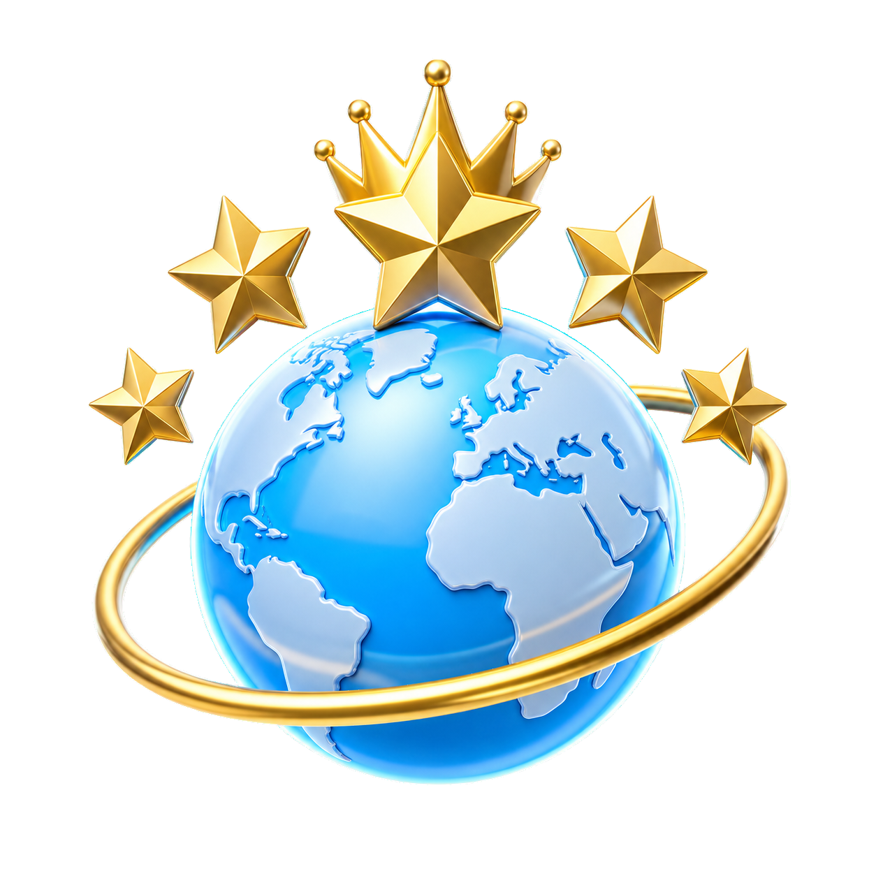 Blue world surrounded by golden stars